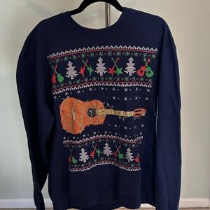 Navy Guitar Print Men's Sweater